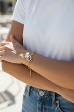 Load image into Gallery viewer, Stone Beaded Ring Linkded 18K Gold
Plated Ss Bracelet