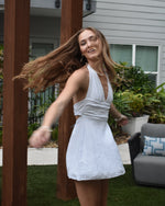 Load image into Gallery viewer, Sunlit Halter Mini Dress - white