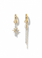 Load image into Gallery viewer, Pearl Zircon Star Charm 18 Gold Plated Huggie Earrings
