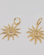 Load image into Gallery viewer, Spiral Sun Design Huggie Earrings