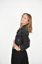 Load image into Gallery viewer, Harper Distressed Denim Jacket