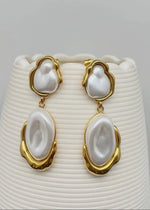 Load image into Gallery viewer, Gilded Pearl Drop Earrings