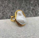 Load image into Gallery viewer, Baroque Pearl 18K Gold Plated Stainless Steel Ring