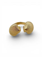 Load image into Gallery viewer, 18K Gold Plated Ss Double Seashell
Adjustable Ring - Fgs