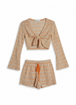 Load image into Gallery viewer, Sunset Tie-Front Crop Top