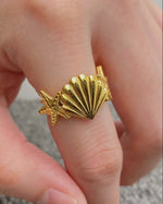 Load image into Gallery viewer, Starfish Shell Adjustable Ring