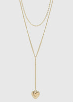 Load image into Gallery viewer, Layered Lariat Heart Charm Necklace
