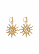 Load image into Gallery viewer, Spiral Sun Design Huggie Earrings