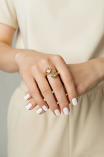 Load image into Gallery viewer, Two-Color Zircon 18K Gold-Plated
Stainless Steel Ring - Fgs