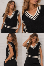 Load image into Gallery viewer, Sloane Side-Tie Cable Knit Sweater Vest