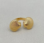 Load image into Gallery viewer, 18K Gold Plated Ss Double Seashell
Adjustable Ring - Fgs