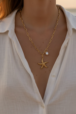 Load image into Gallery viewer, Ocean Pearl Starfish Necklace
