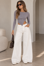Load image into Gallery viewer, Ivory Wide Leg Jeans