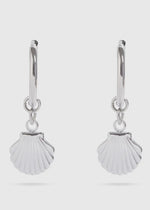 Load image into Gallery viewer, Stainless Steel Shell Pendant Huggie Earrings