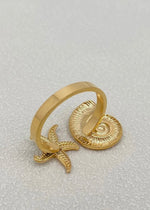 Load image into Gallery viewer, 18K Gold Plated Ss Starfish & Conch
Adjustable Ring - Fgs