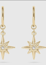 Load image into Gallery viewer, 18K Gold Pvd Huggie with Compass
Charm Earrings