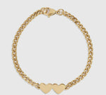 Load image into Gallery viewer, 18K Gold Pvd Stainless Steel Engravable 2 Hearts On Curb Chain Bracelet