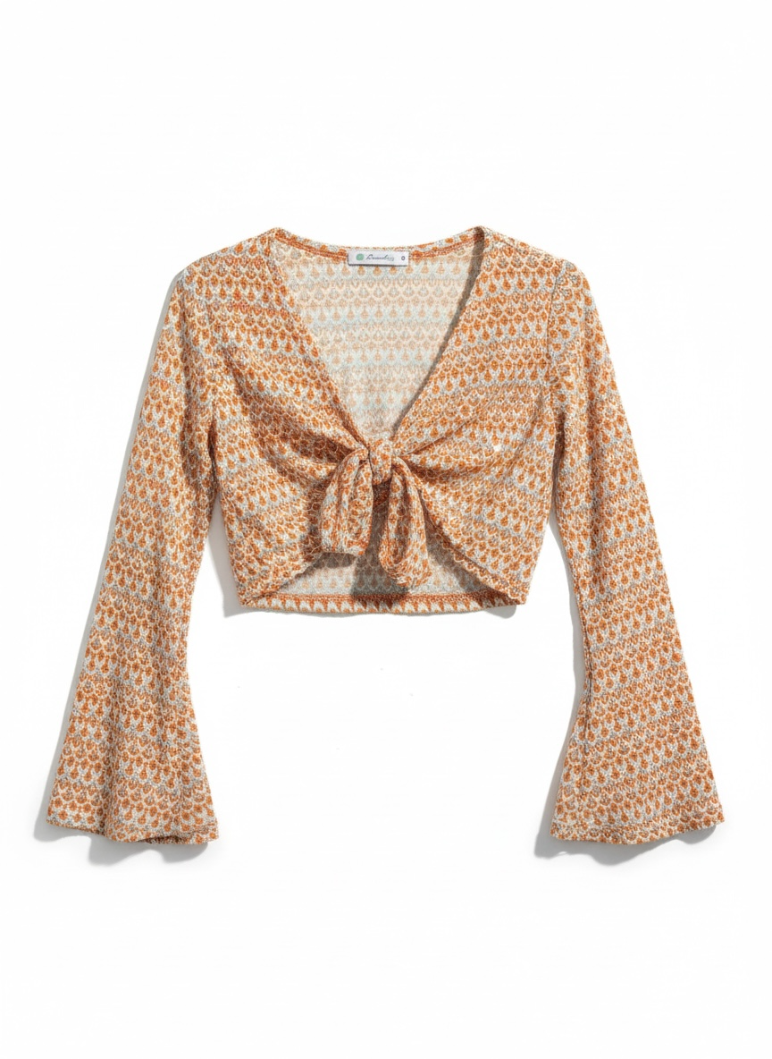 Sunset tie front crop top