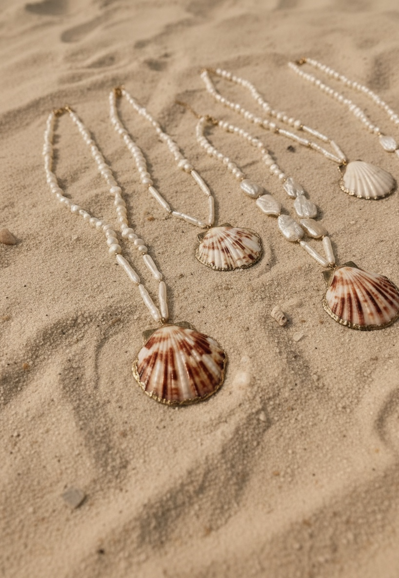 Seashell pearl necklace