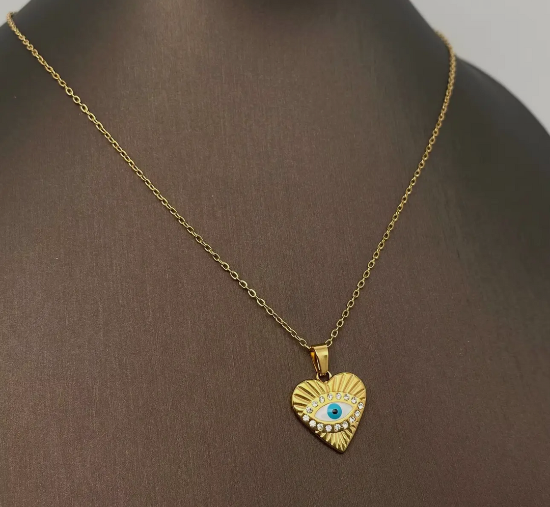 Heart Protection Evil Eye Necklace