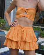 Load image into Gallery viewer, Sunlit Ruffle Mini Skirt - tangerine
