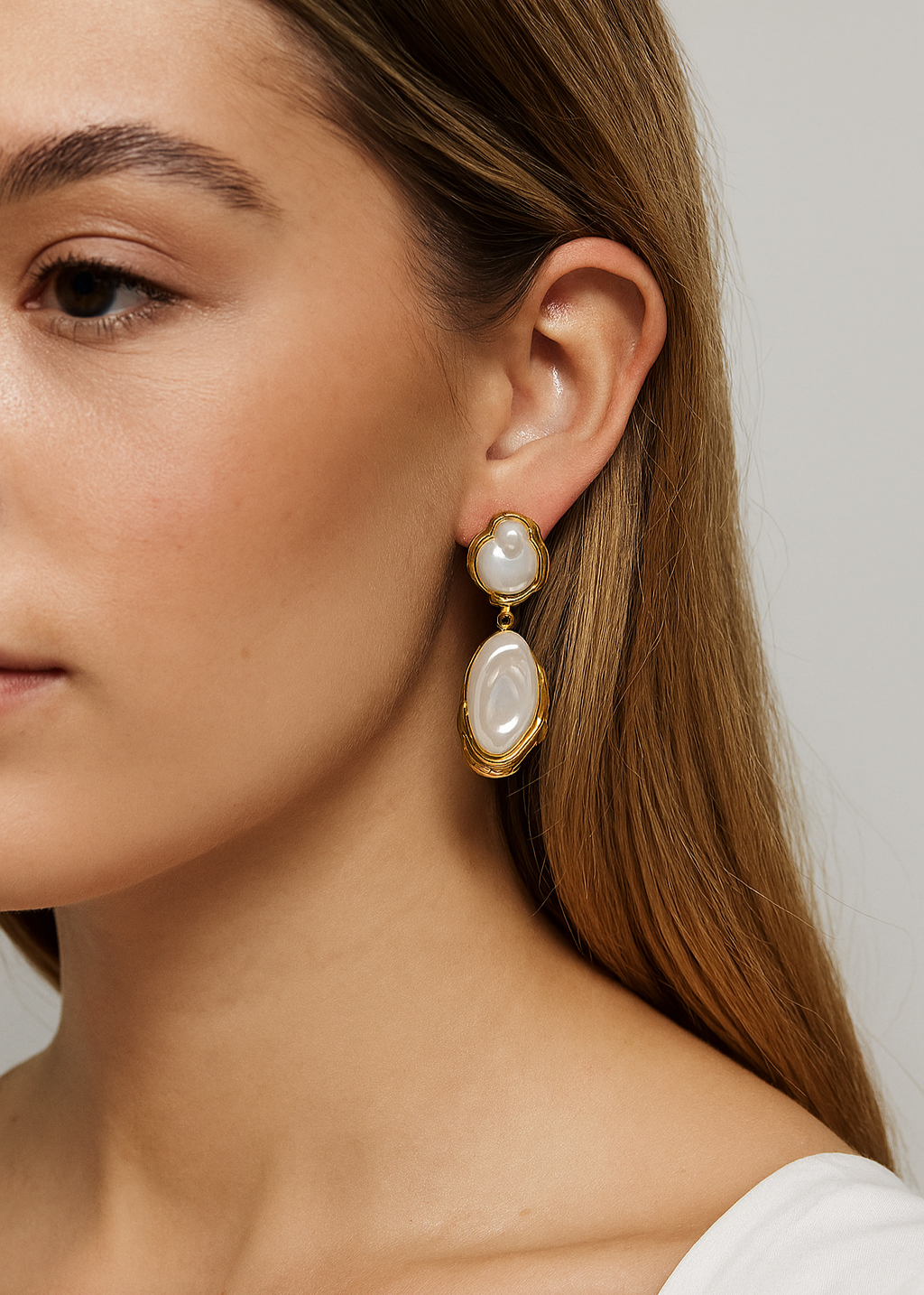 Gilded Pearl Drop Earrings