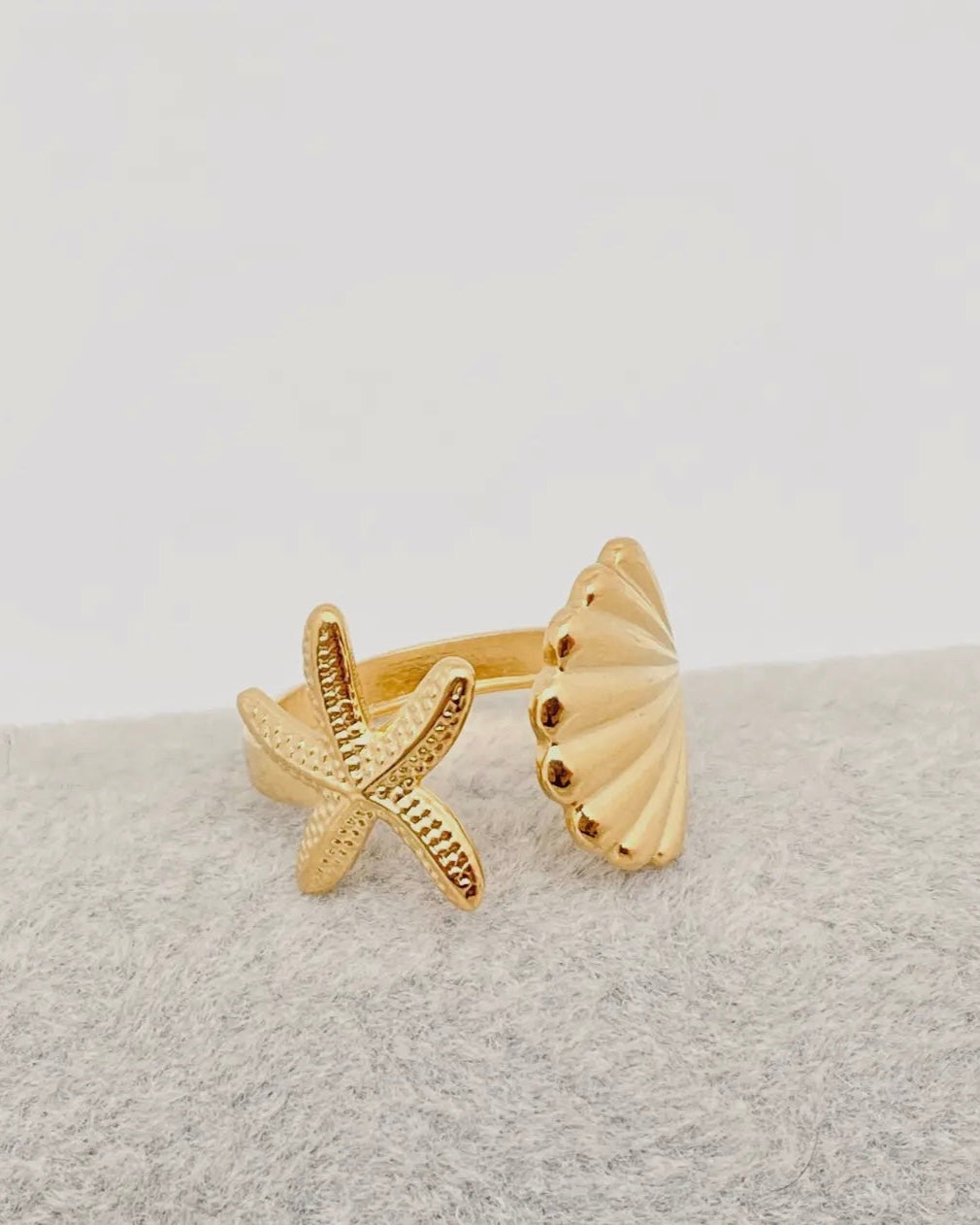 Starfish & shell ring   one size