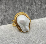 Load image into Gallery viewer, Baroque Pearl 18K Gold Plated Stainless Steel Ring
