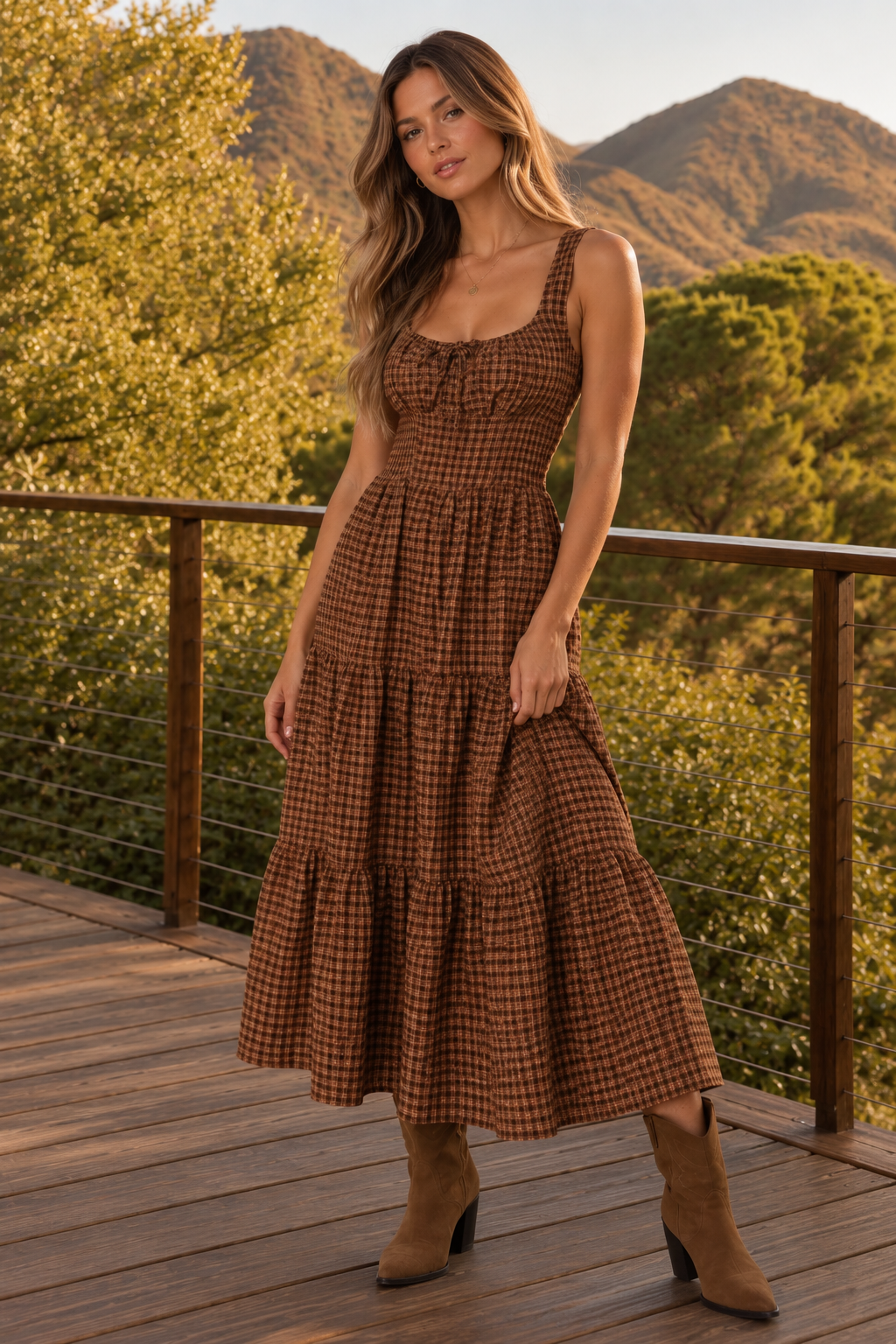 Autumn Muse Plaid Maxi Dress
