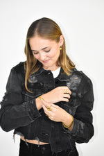 Load image into Gallery viewer, Harper Distressed Denim Jacket
