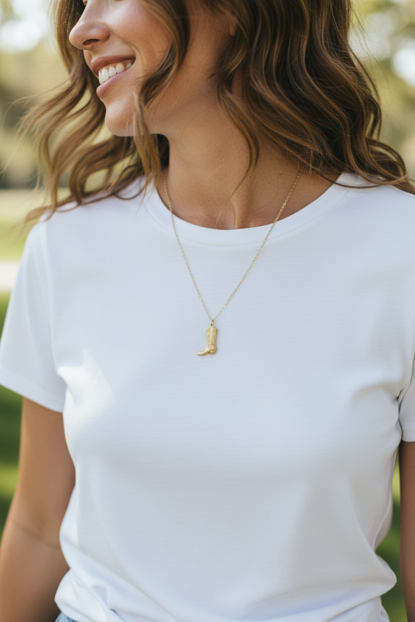 Cowgirl boot necklace
