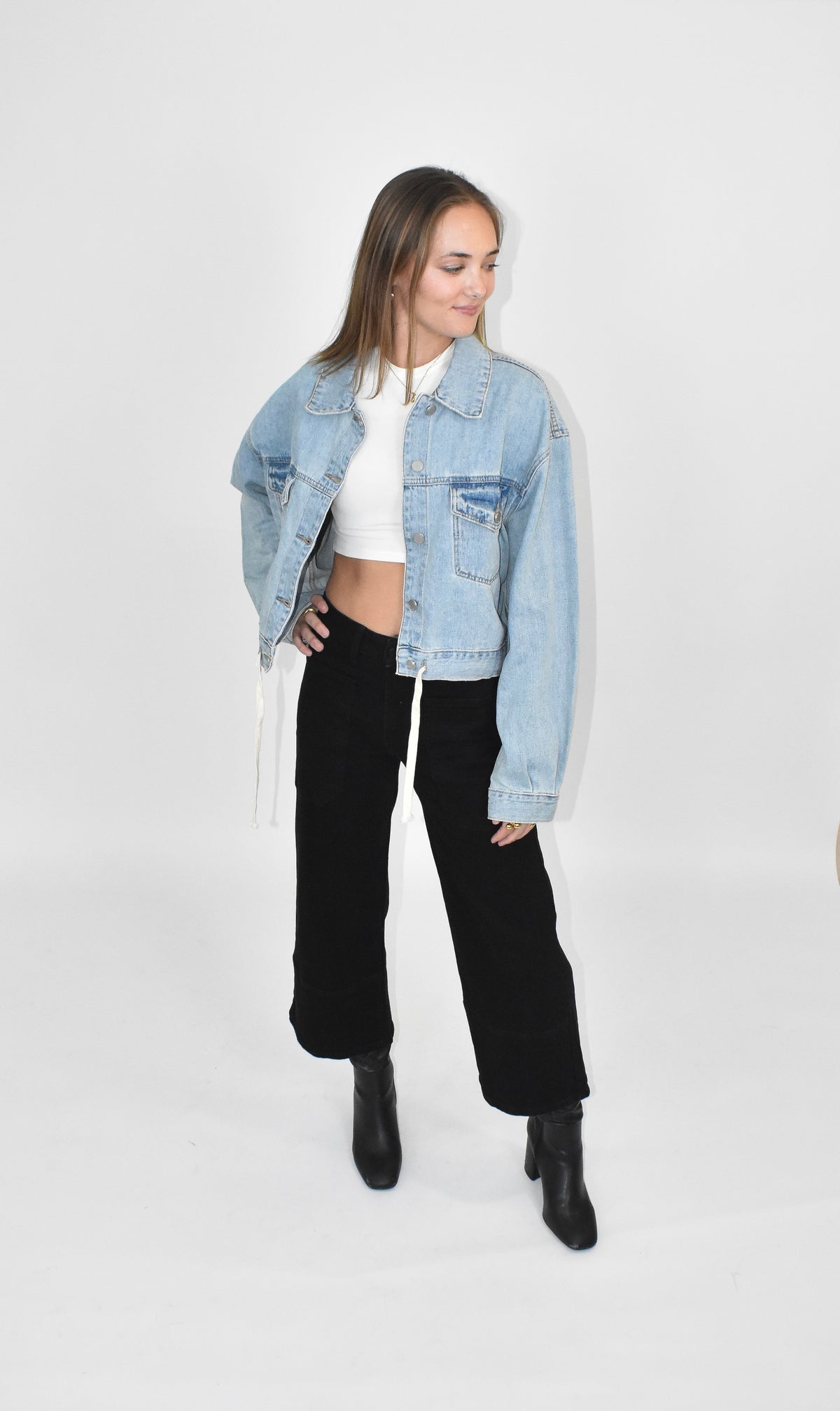Riley drawstring denim jacket