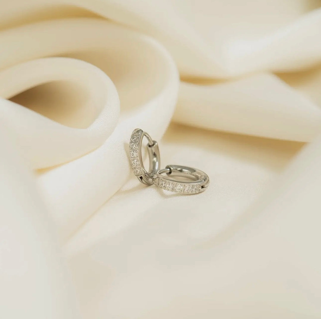18K Gold Pvd Stainless Steel Cz Mini
Huggie Earrings