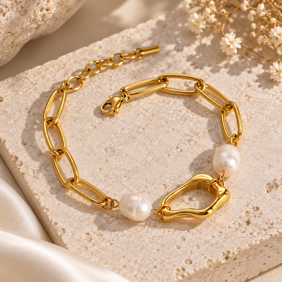 Sienna pearl link bracelet