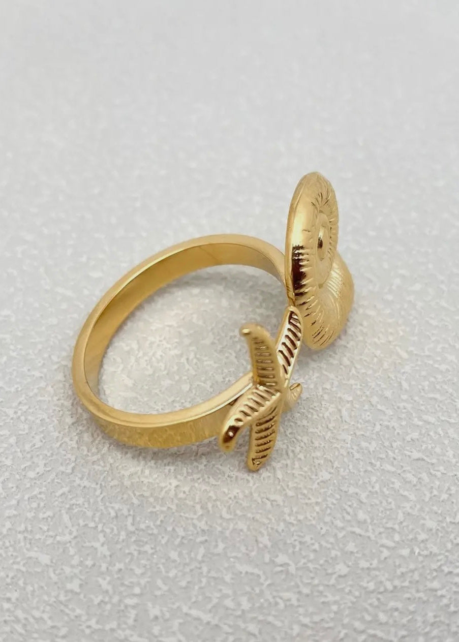 18K Gold Plated Ss Starfish & Conch
Adjustable Ring - Fgs