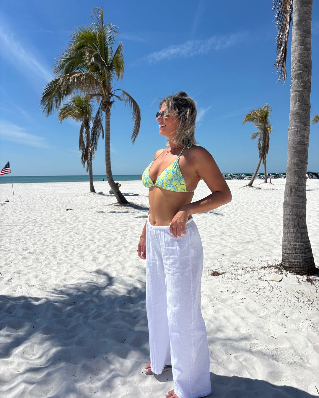 2 Piece Flower Print Bikini Swimsuit / yellow