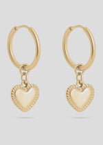 Load image into Gallery viewer, Heart Pendant Hoop Earrings
