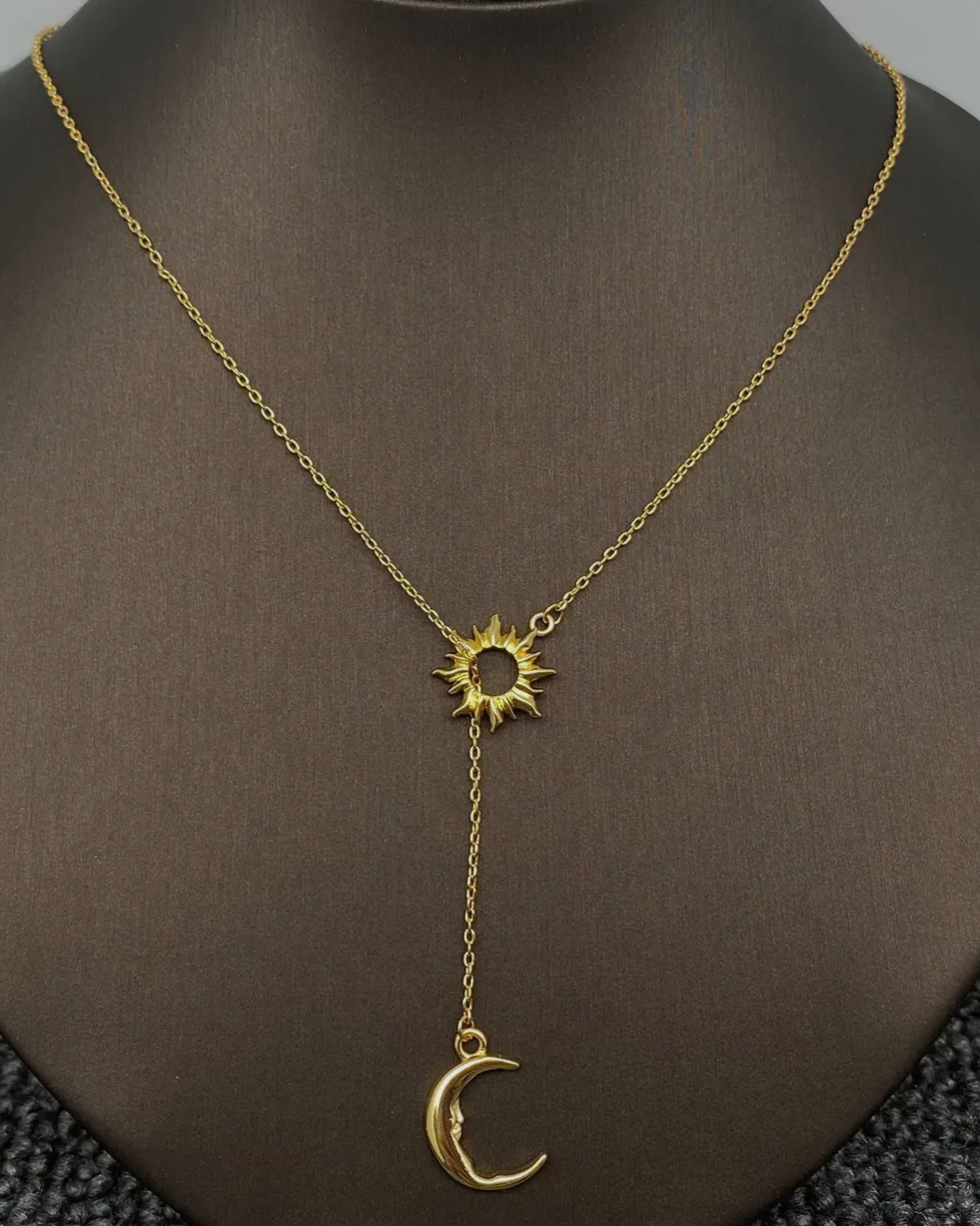 Sun Moon Lariat Necklace