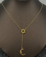 Load image into Gallery viewer, Sun Moon Lariat Necklace
