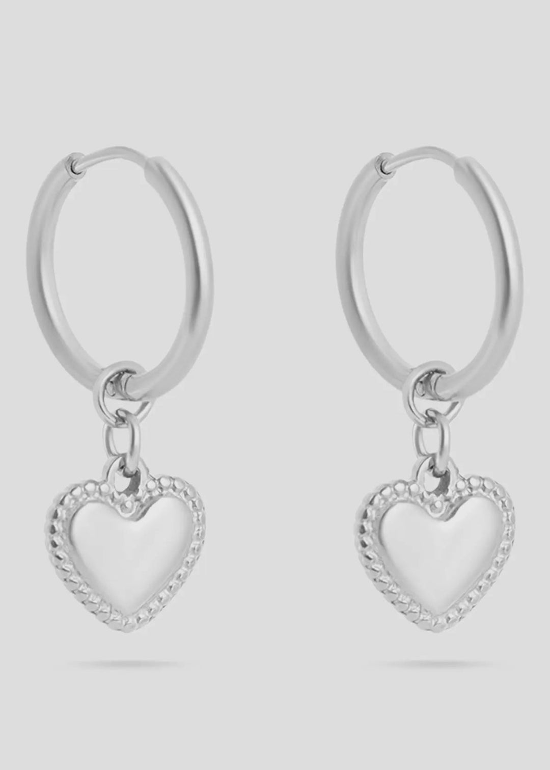 Heart Pendant Hoop Earrings