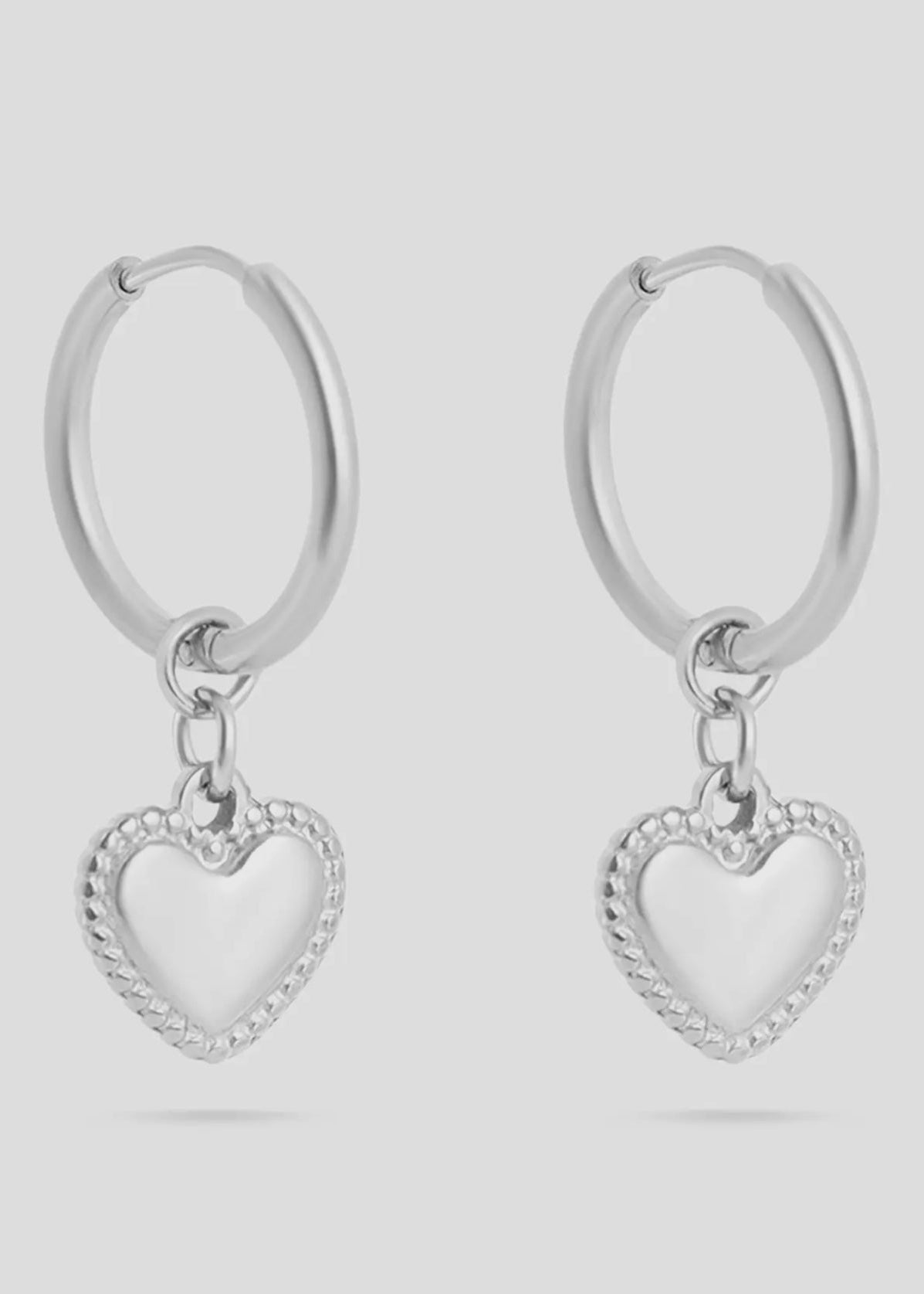 Heart pendant hoop earrings
