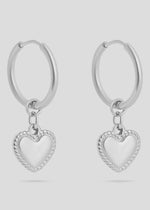 Load image into Gallery viewer, Heart Pendant Hoop Earrings
