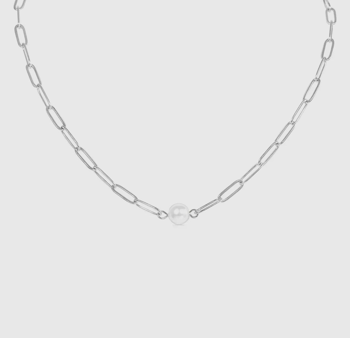  gold paperclip necklace with pearl