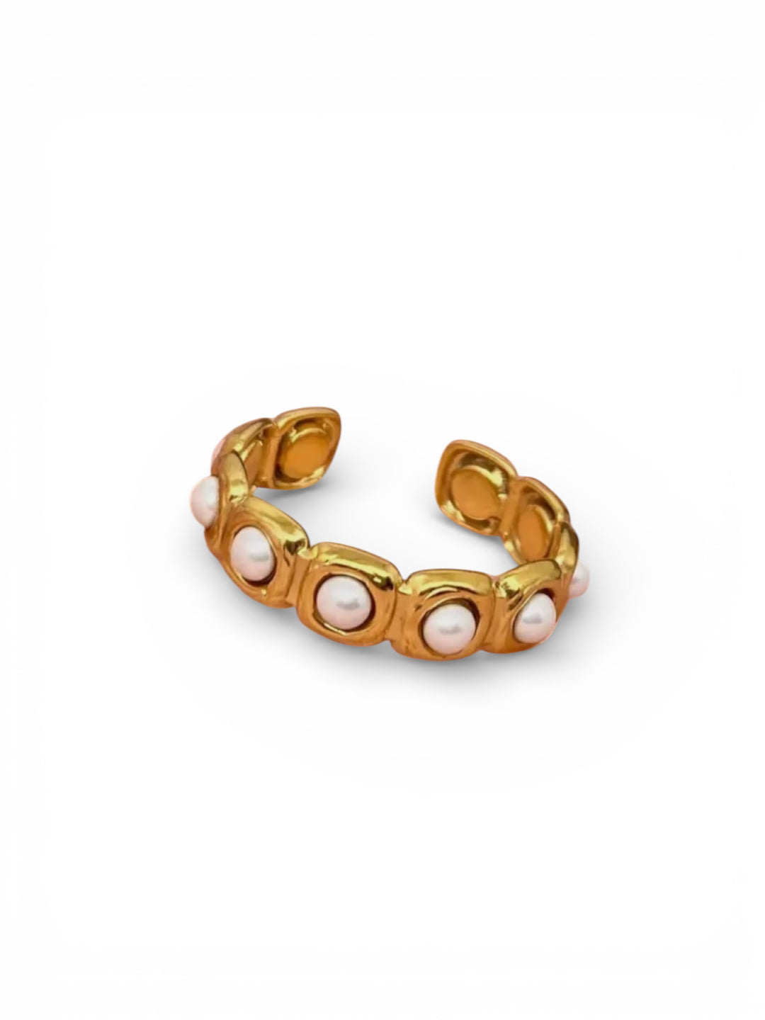 Golden Pearl Link Ring