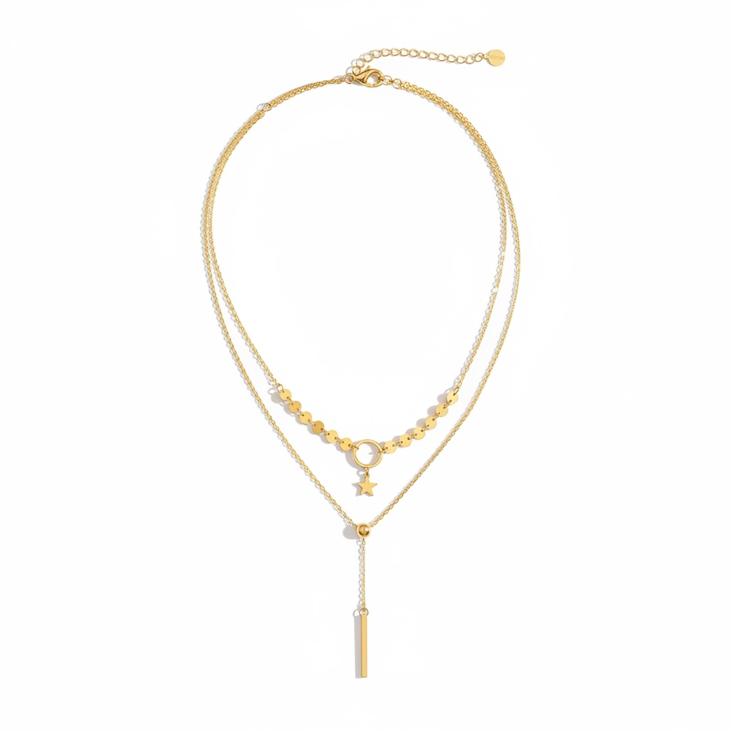 Golden star drop necklace