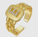 Load image into Gallery viewer, 26 Letters Opening Adjustable
Golden Ring
