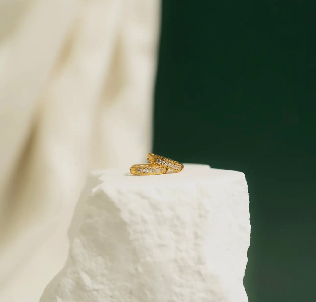 18K Gold Pvd Stainless Steel Cz Mini
Huggie Earrings