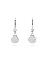 Load image into Gallery viewer, Stainless Steel Shell Pendant Huggie Earrings
