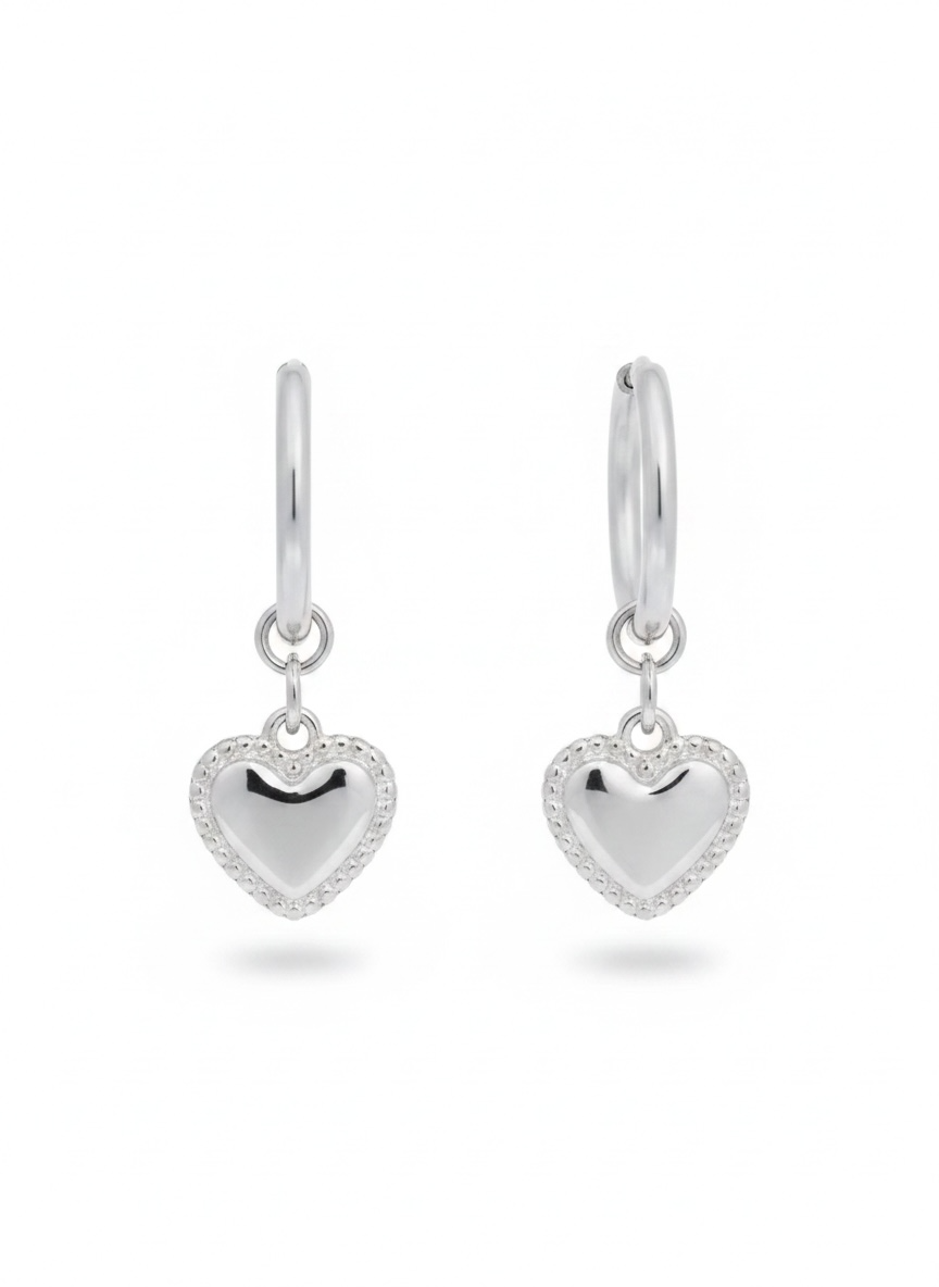 Heart Pendant Hoop Earrings