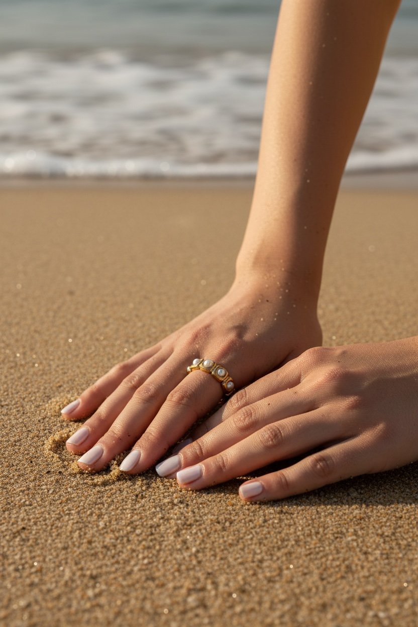 Golden Pearl Link Ring